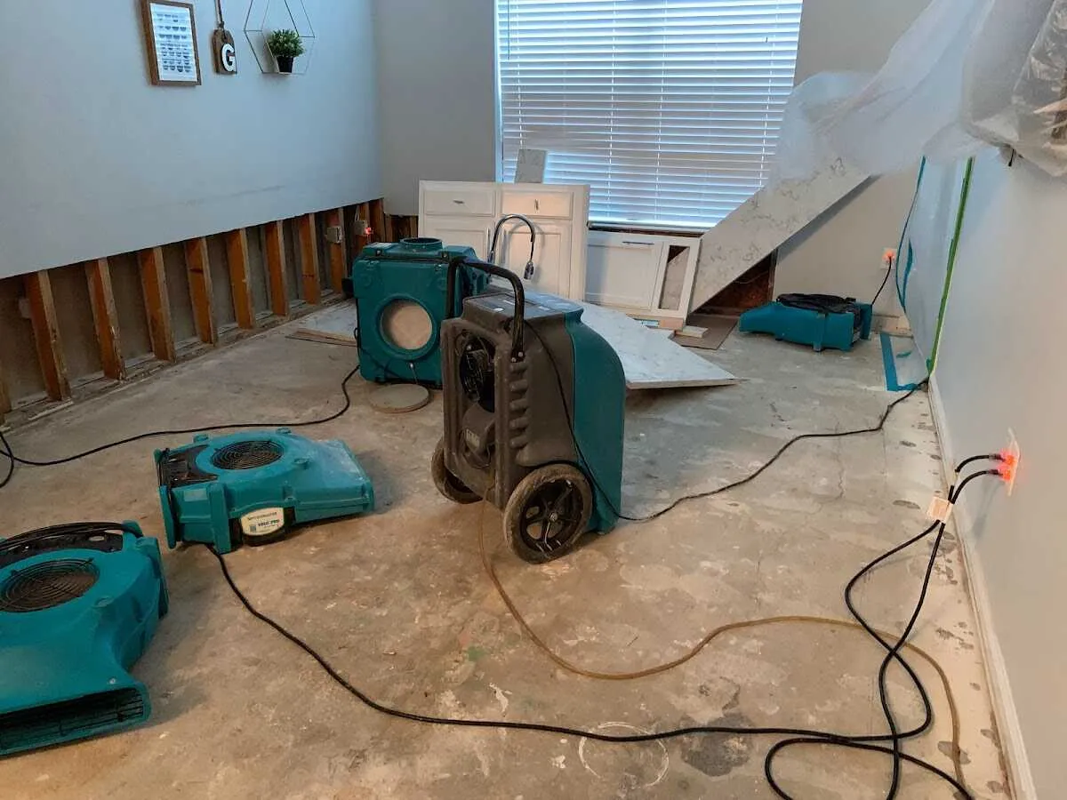 Dehumidifier in flood-cut room for Water Damage Restoration in Eureka
